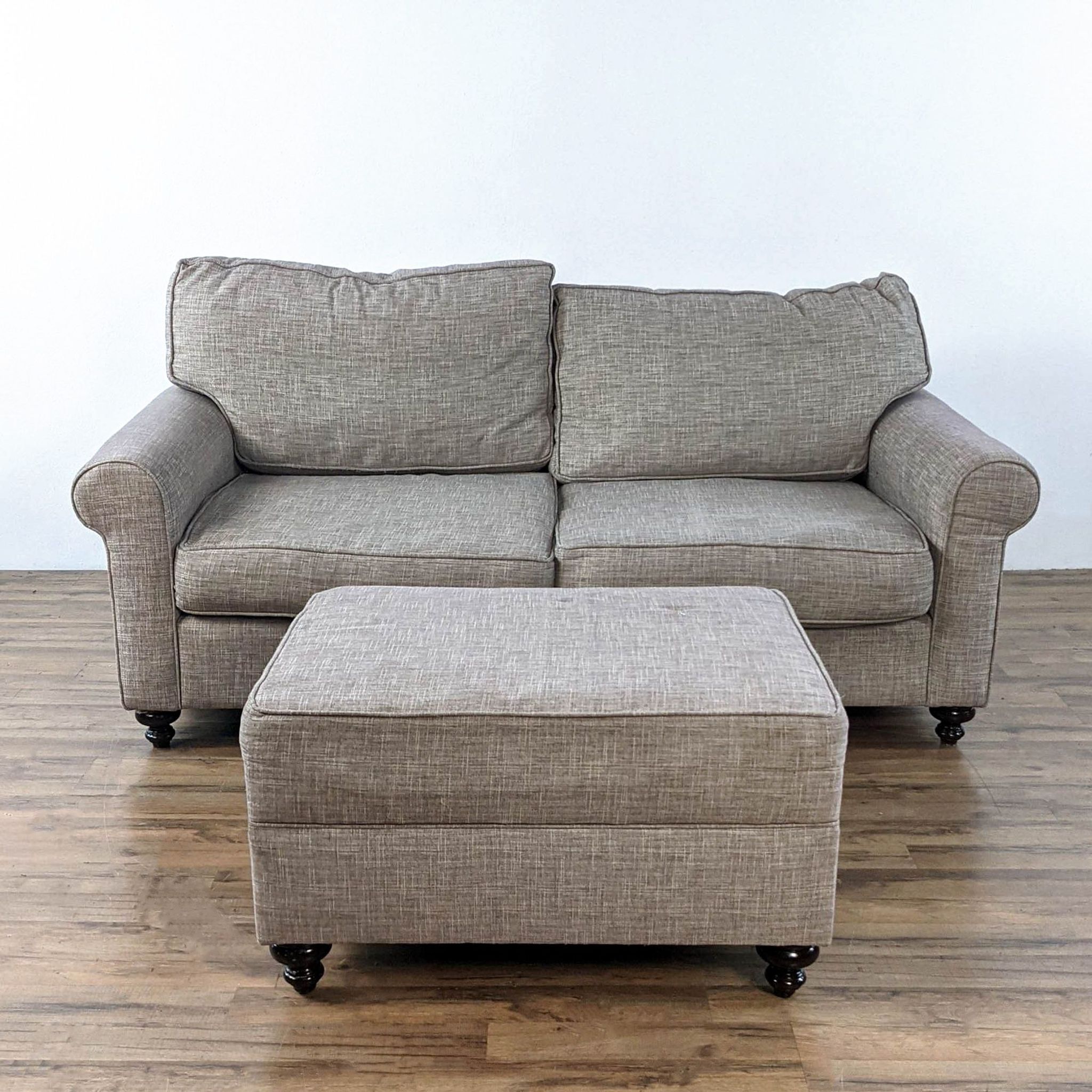 SofaULove Gray Upholstered Loveseat and Ottoman - image 0