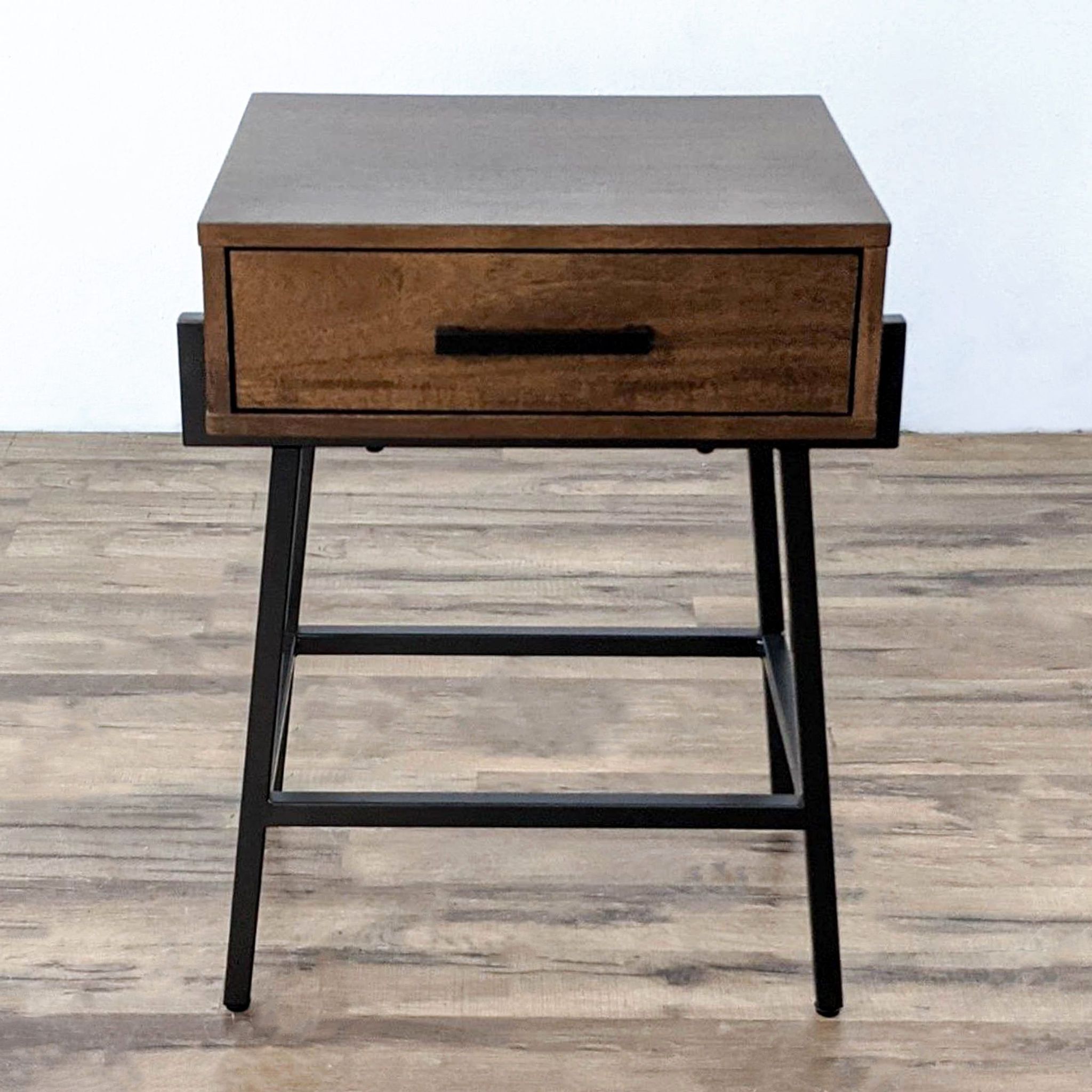 One Drawer Wood and Metal End Table - image 0