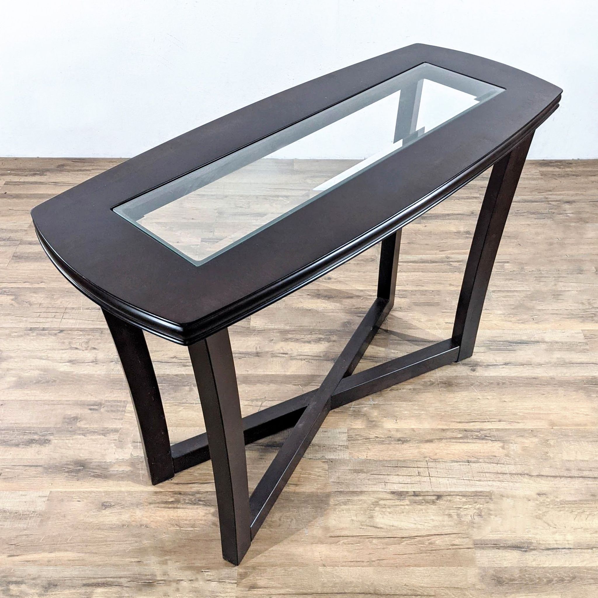 Glass and Wood Console Table - Kashew