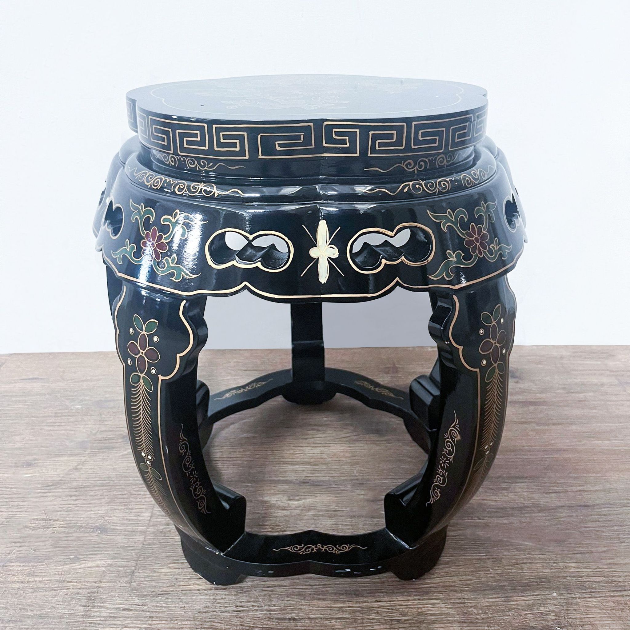 Chinese Black Lacquer Wood Stool - image 0