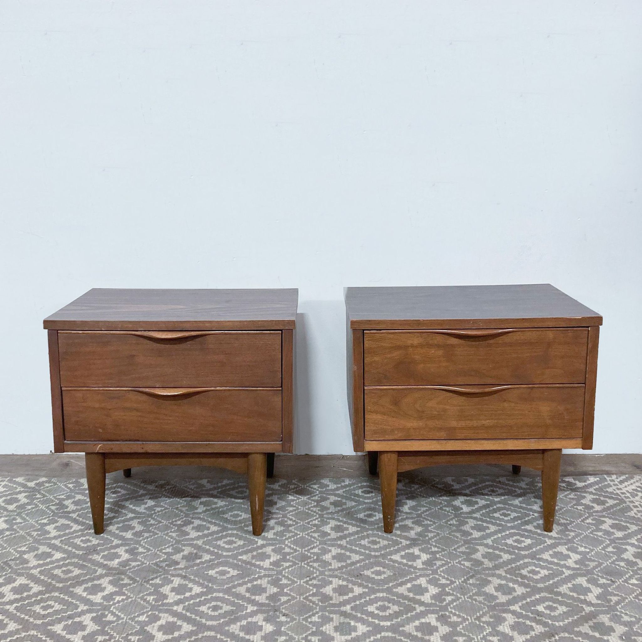 Pair of Vintage Ward Furniture Two Drawer Mid-Century Nightstands - image 0